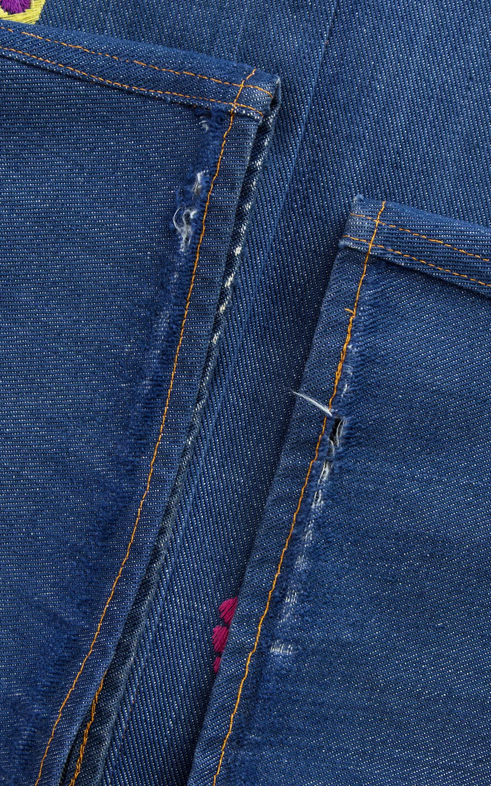 1970s Levi's Embroidered Denim Overalls Dress | x-small