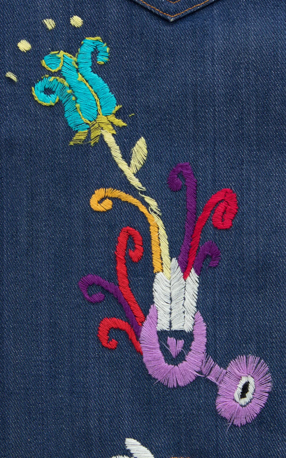 1970s Levi's Embroidered Denim Overalls Dress | x-small