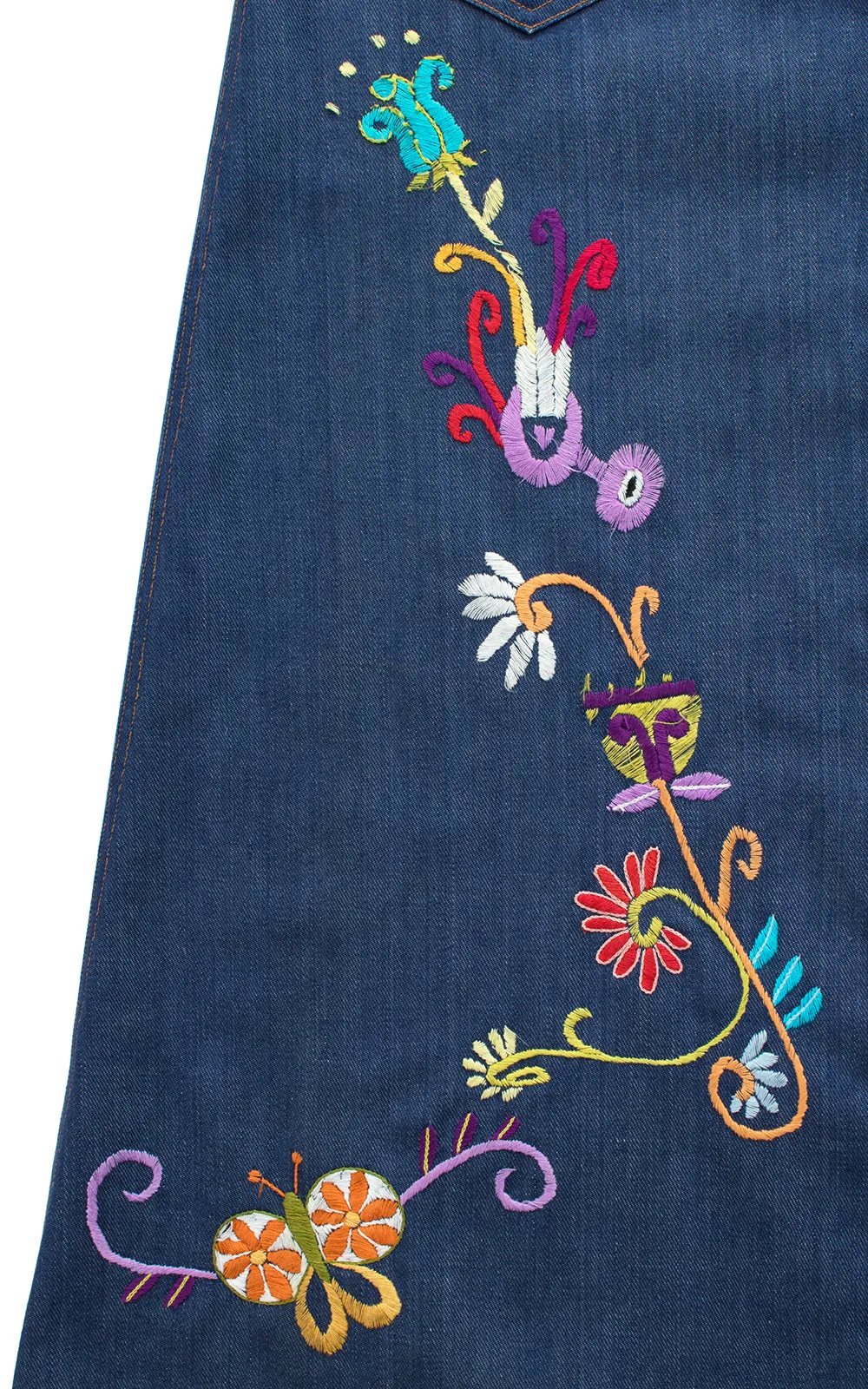 1970s Levi's Embroidered Denim Overalls Dress | x-small