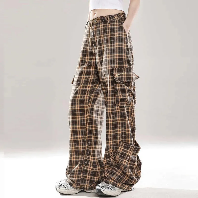 BF Style Pink Plaid Straight Overalls