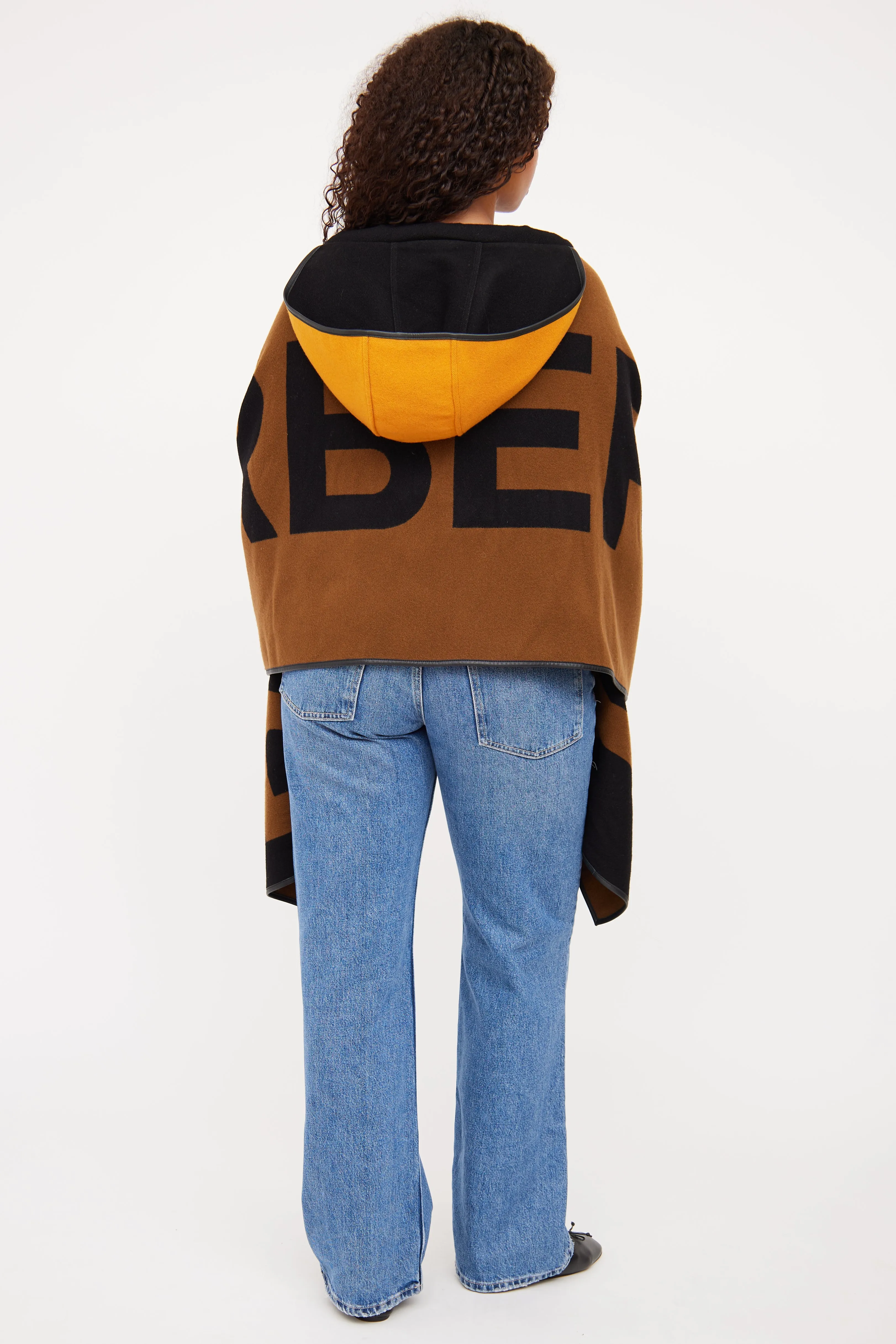 Black & Brown Logo Reversible Hooded Cape