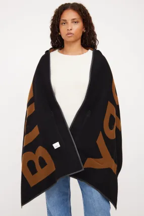 Black & Brown Logo Reversible Hooded Cape