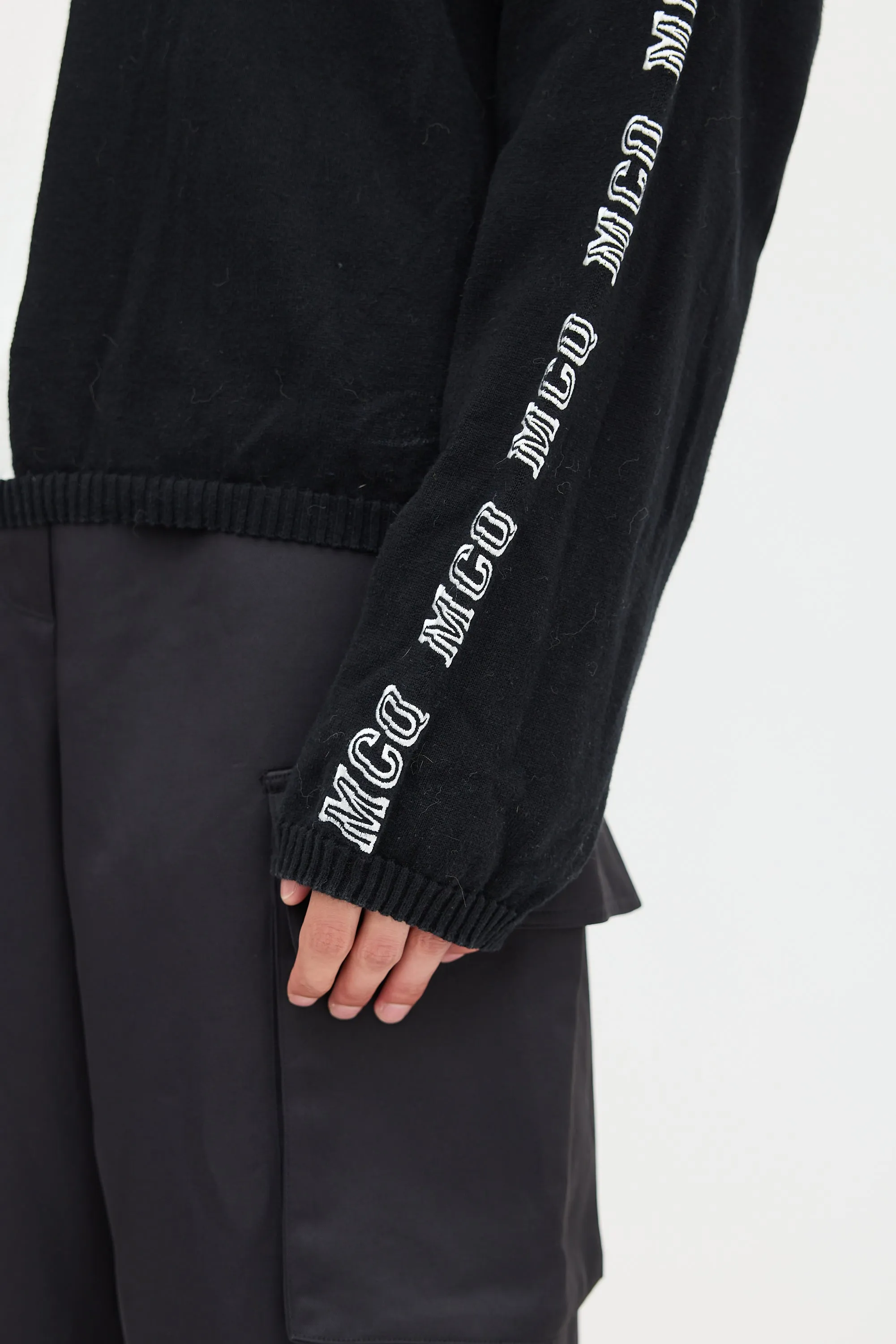 Black & White Split Embroidered Sweater