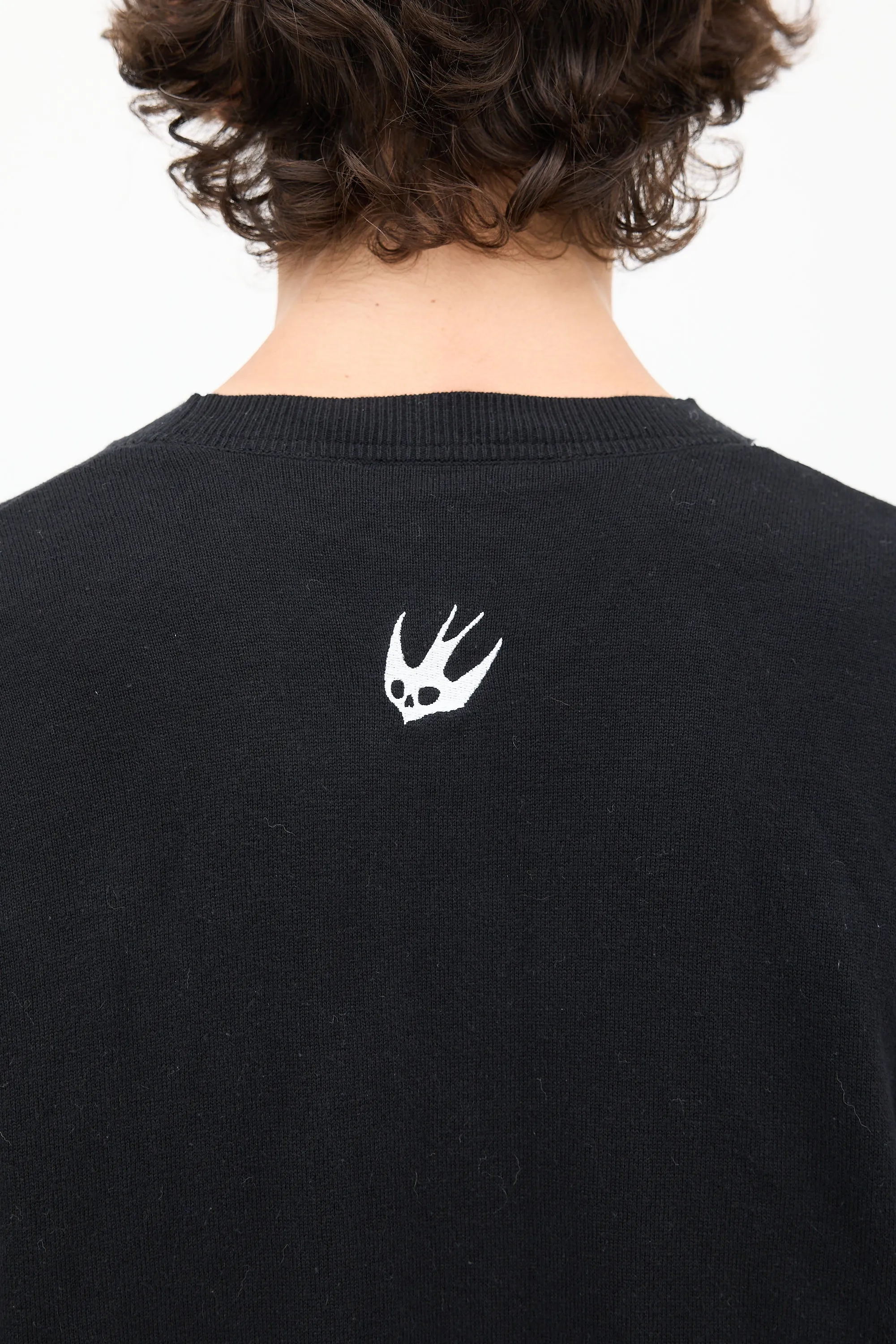 Black & White Split Embroidered Sweater