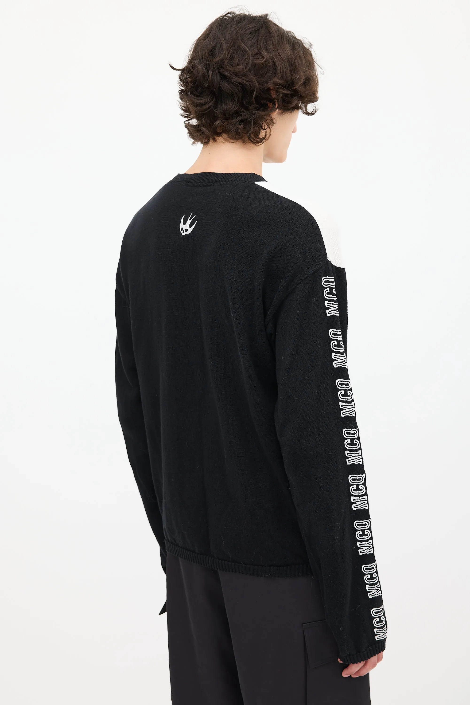 Black & White Split Embroidered Sweater