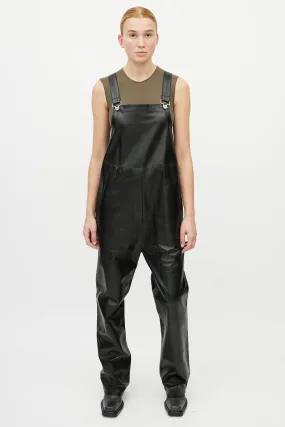 Black Leather Pongee Overalls
