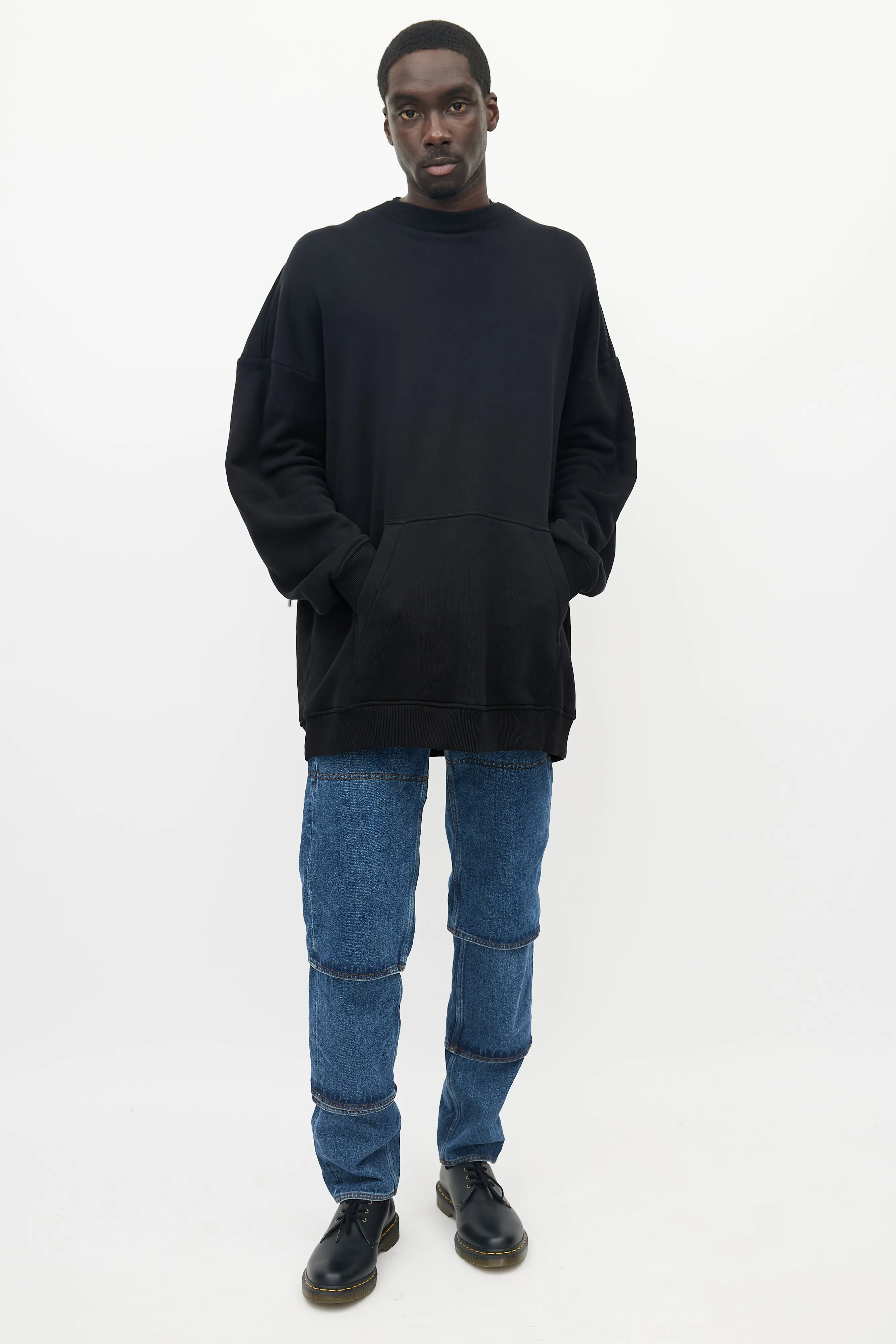 Black Shawl Hooded Sweatshirt