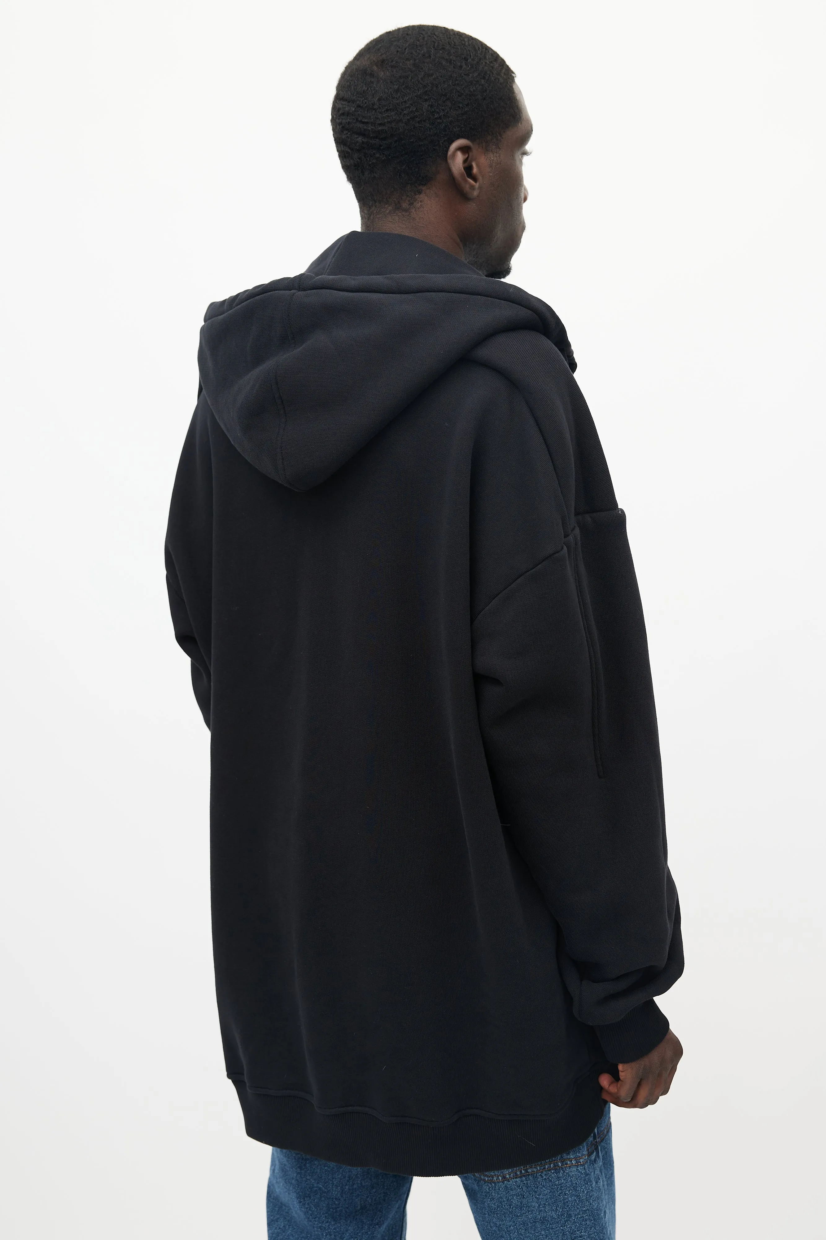 Black Shawl Hooded Sweatshirt
