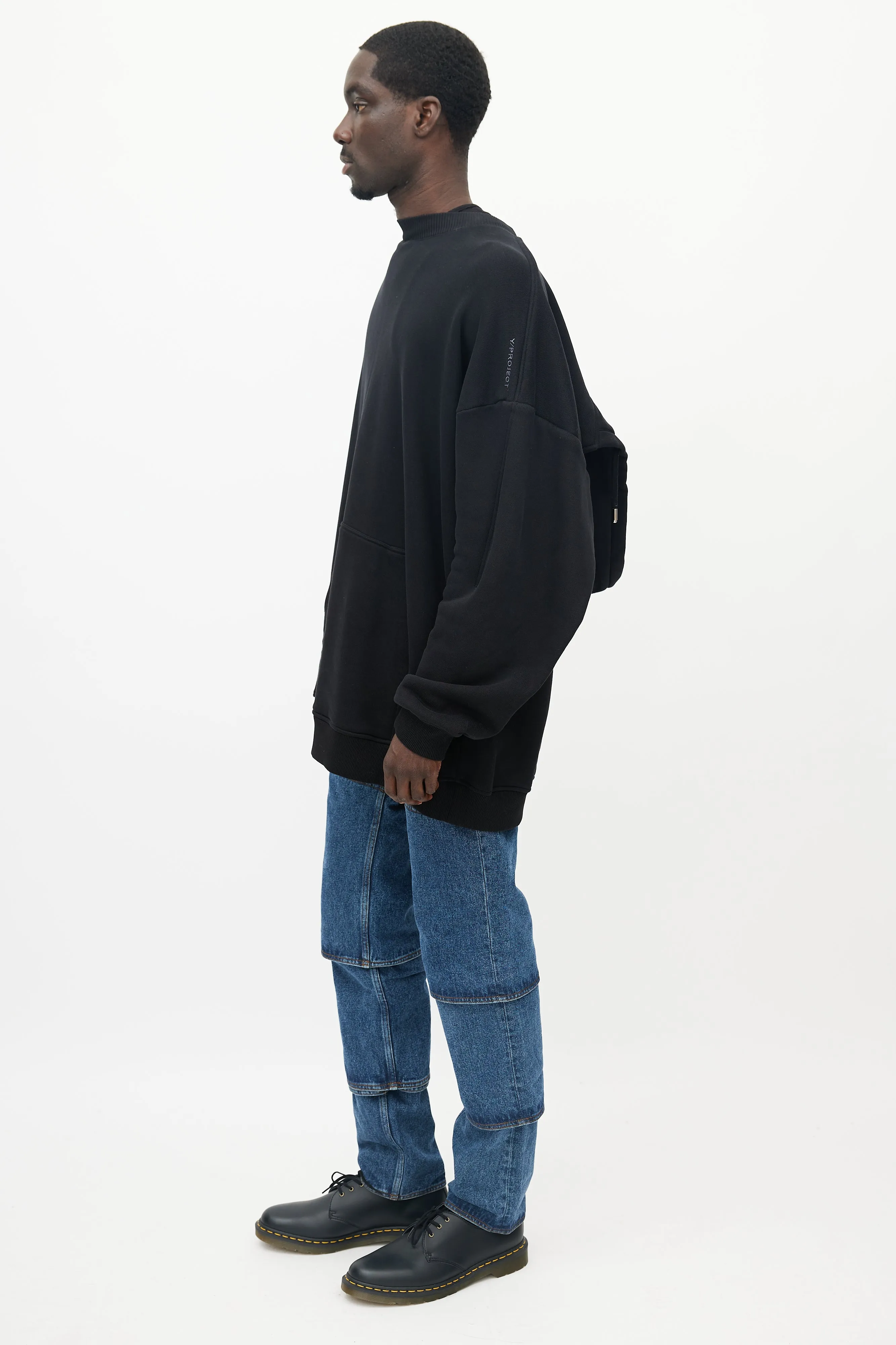 Black Shawl Hooded Sweatshirt