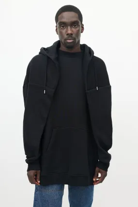 Black Shawl Hooded Sweatshirt