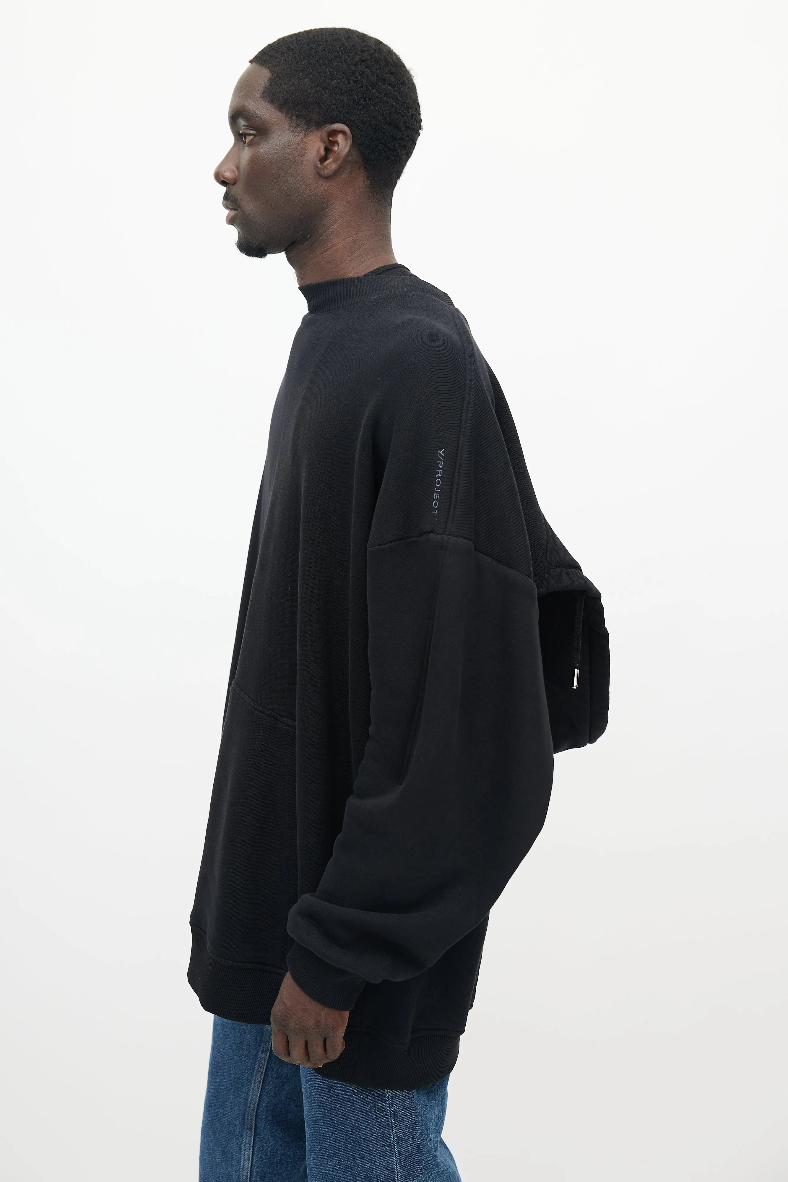 Black Shawl Hooded Sweatshirt