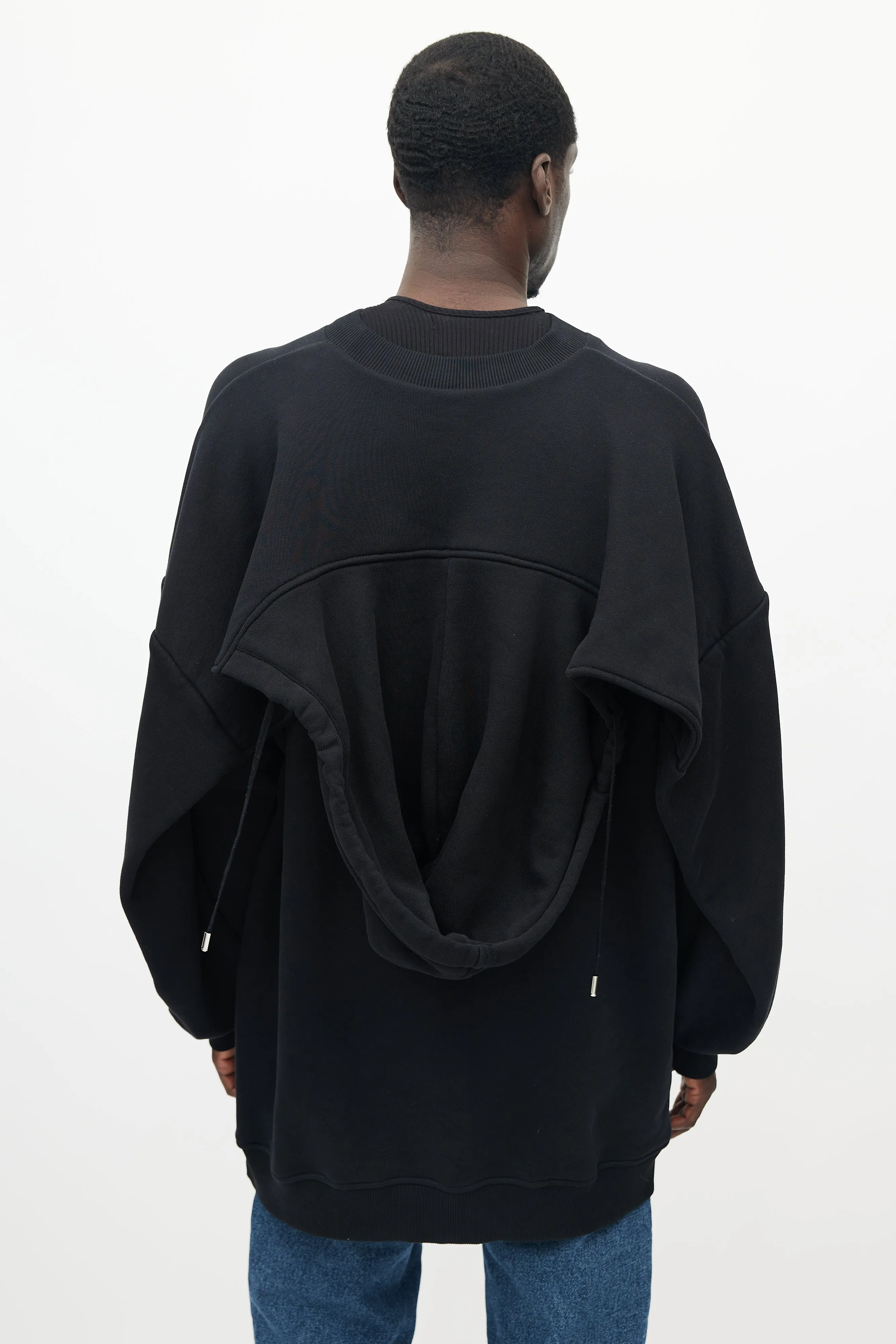 Black Shawl Hooded Sweatshirt