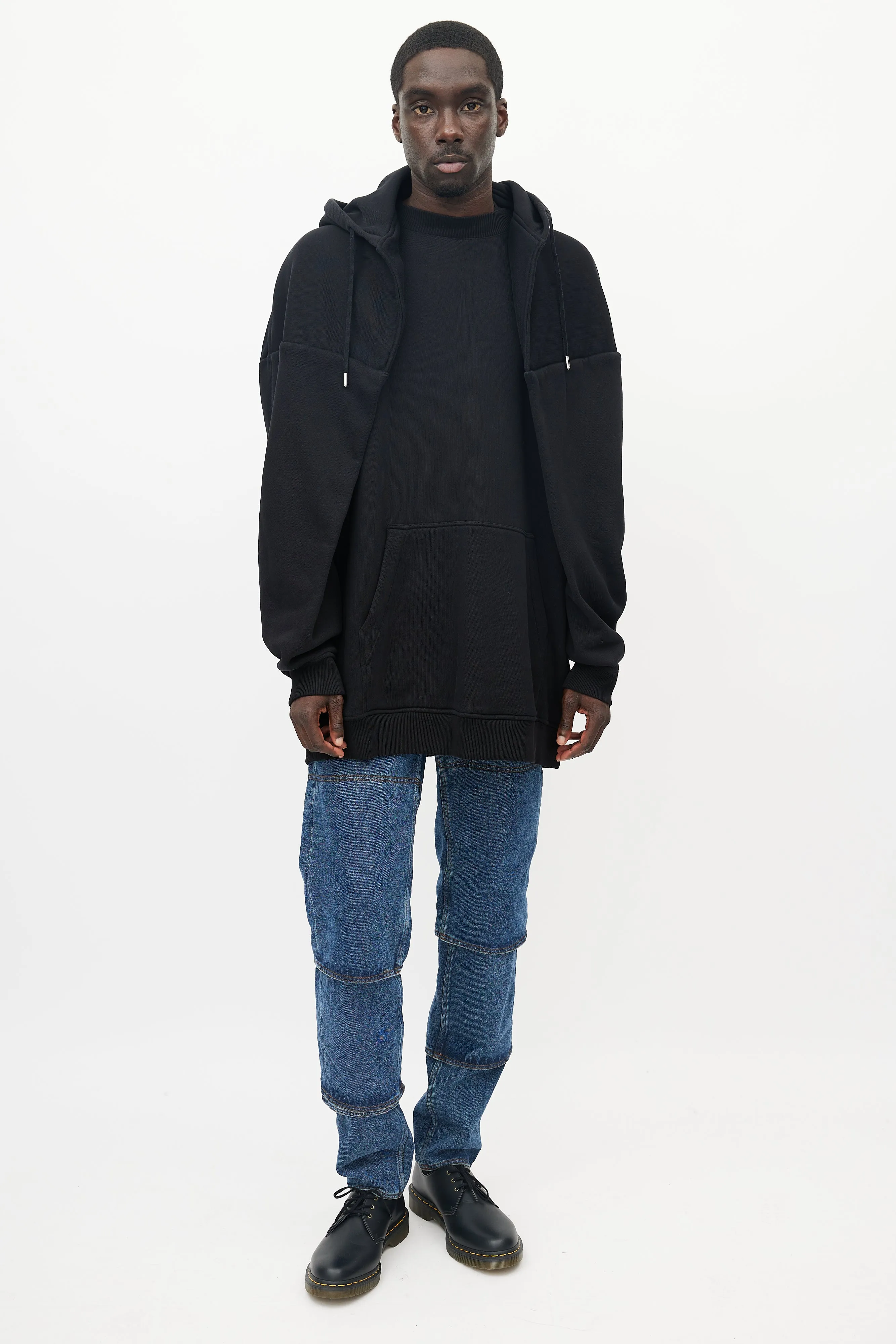 Black Shawl Hooded Sweatshirt