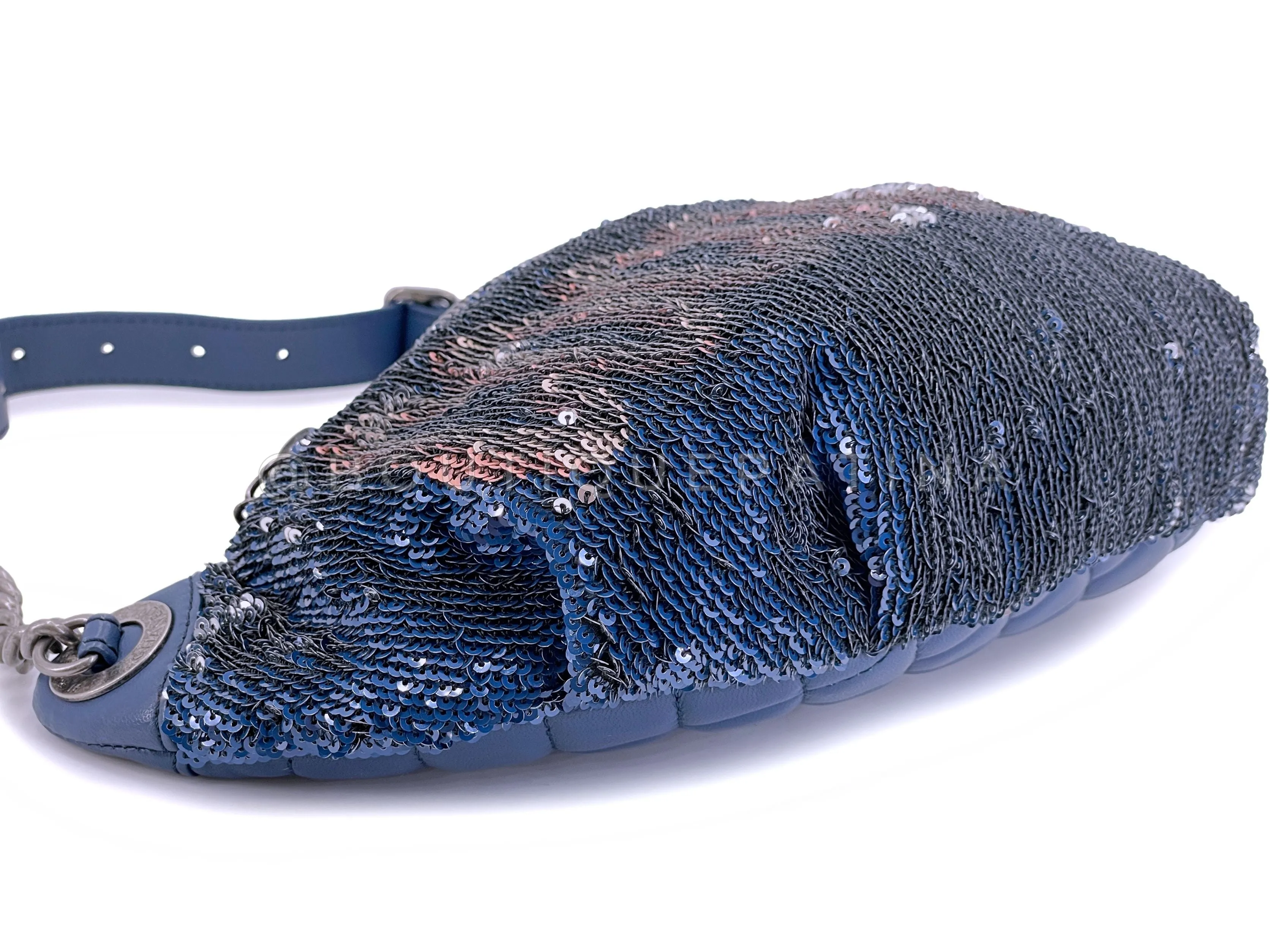 Chanel 17C Blue Pink Sequin Coco Cuba Fanny Pack Belt Bum Bag