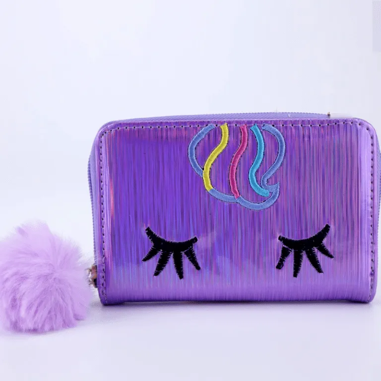 Girls Holographic Unicorn Wallet Women Kids Coin Purses Chain Shoulder Bag #111