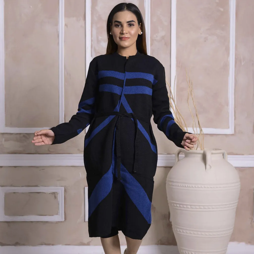 Imported Front Open Onyx Cozy Belted Cardigan Sweater - (CGN28)