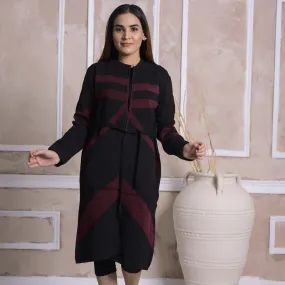 Imported Front Open Onyx Cozy Belted Cardigan Sweater - (CGN32)