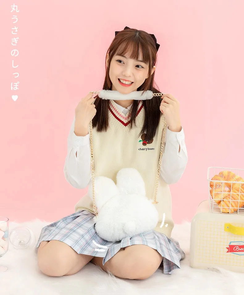 Kawaii White Plush Rabbit Messenger Bag
