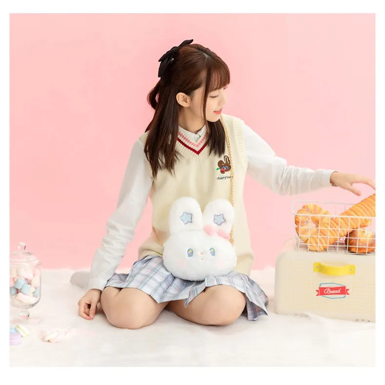 Kawaii White Plush Rabbit Messenger Bag