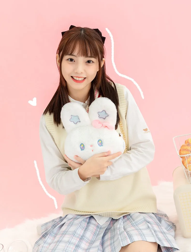 Kawaii White Plush Rabbit Messenger Bag