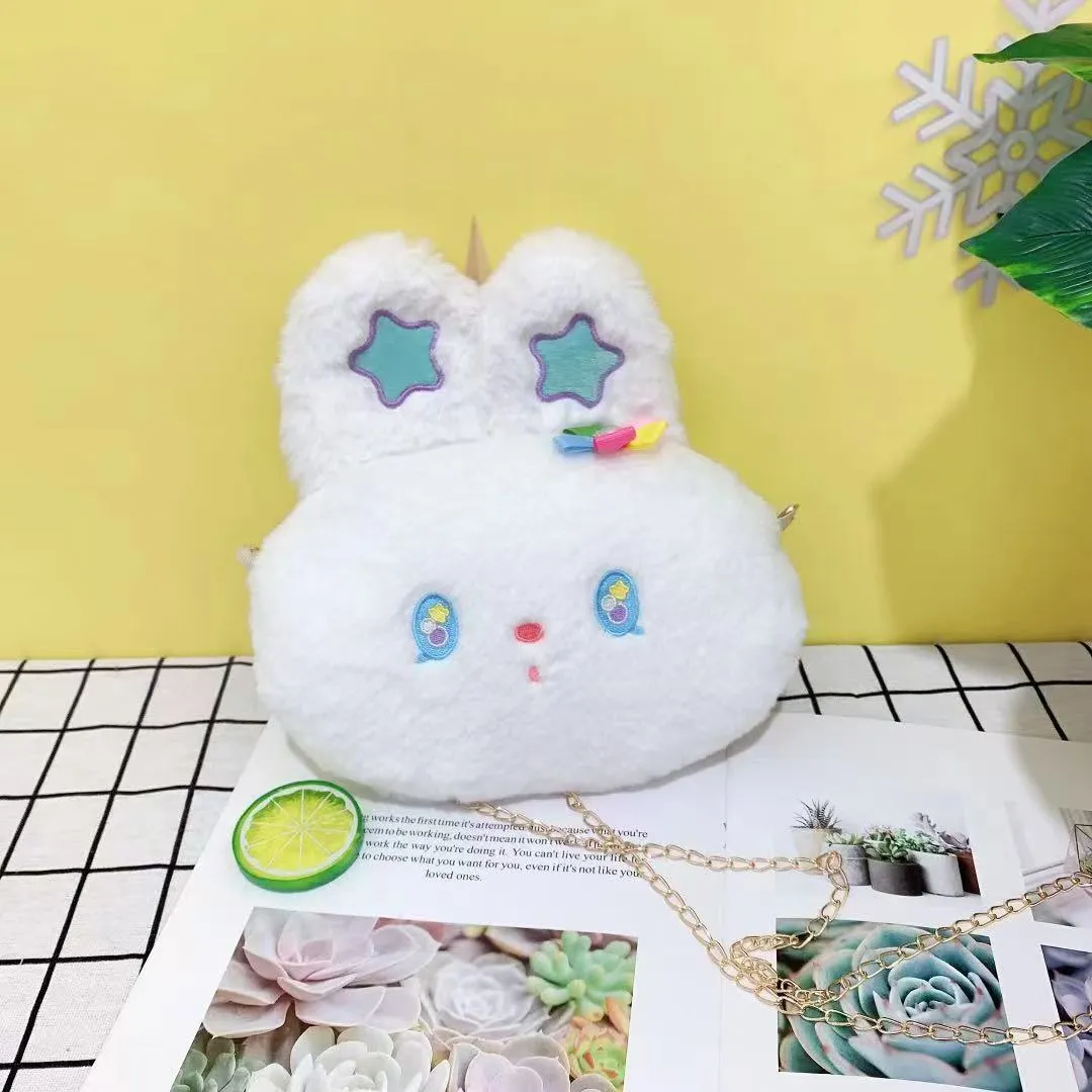Kawaii White Plush Rabbit Messenger Bag