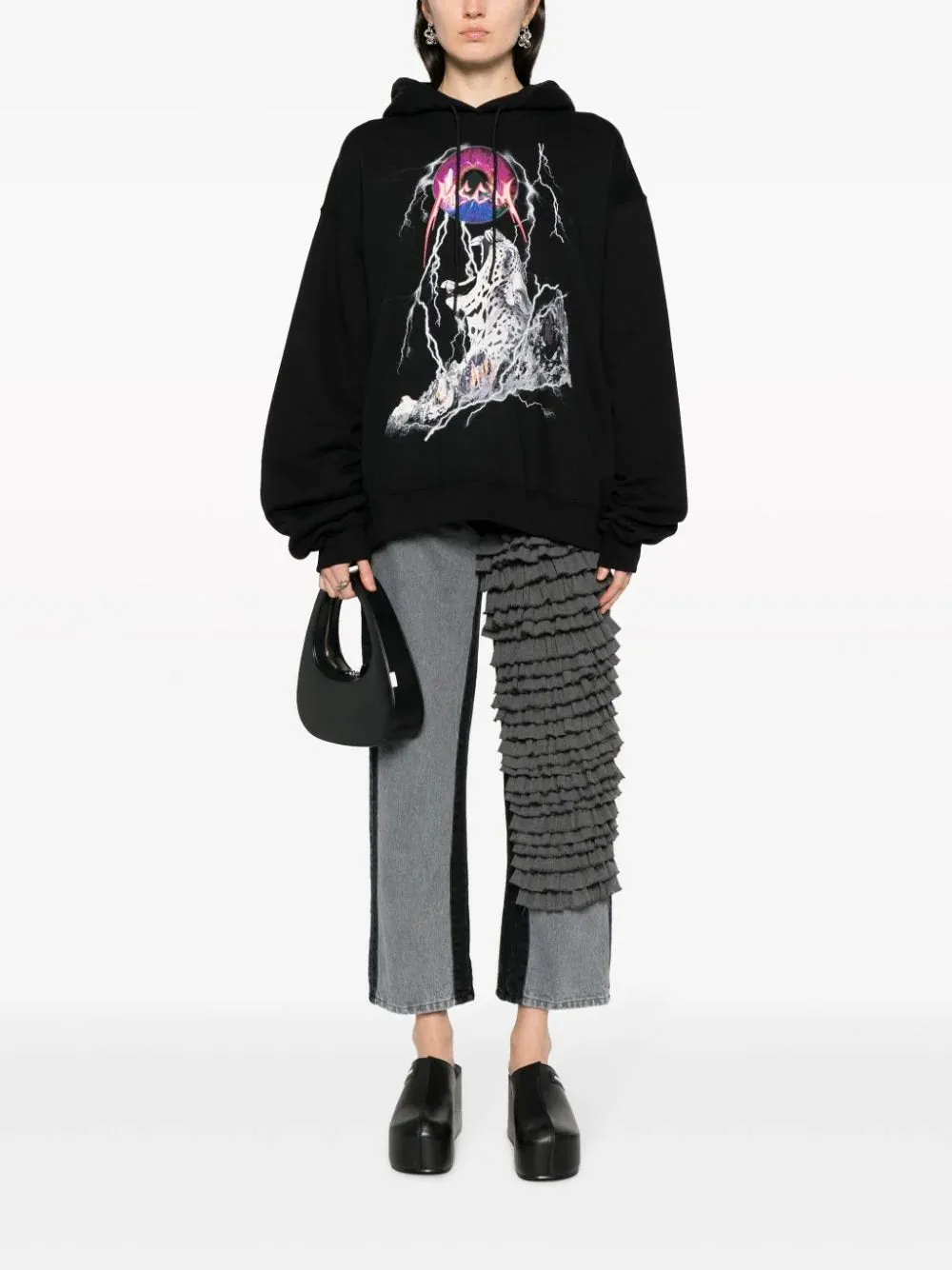 Lightning Graphic Print Hooded Sweatshirt
