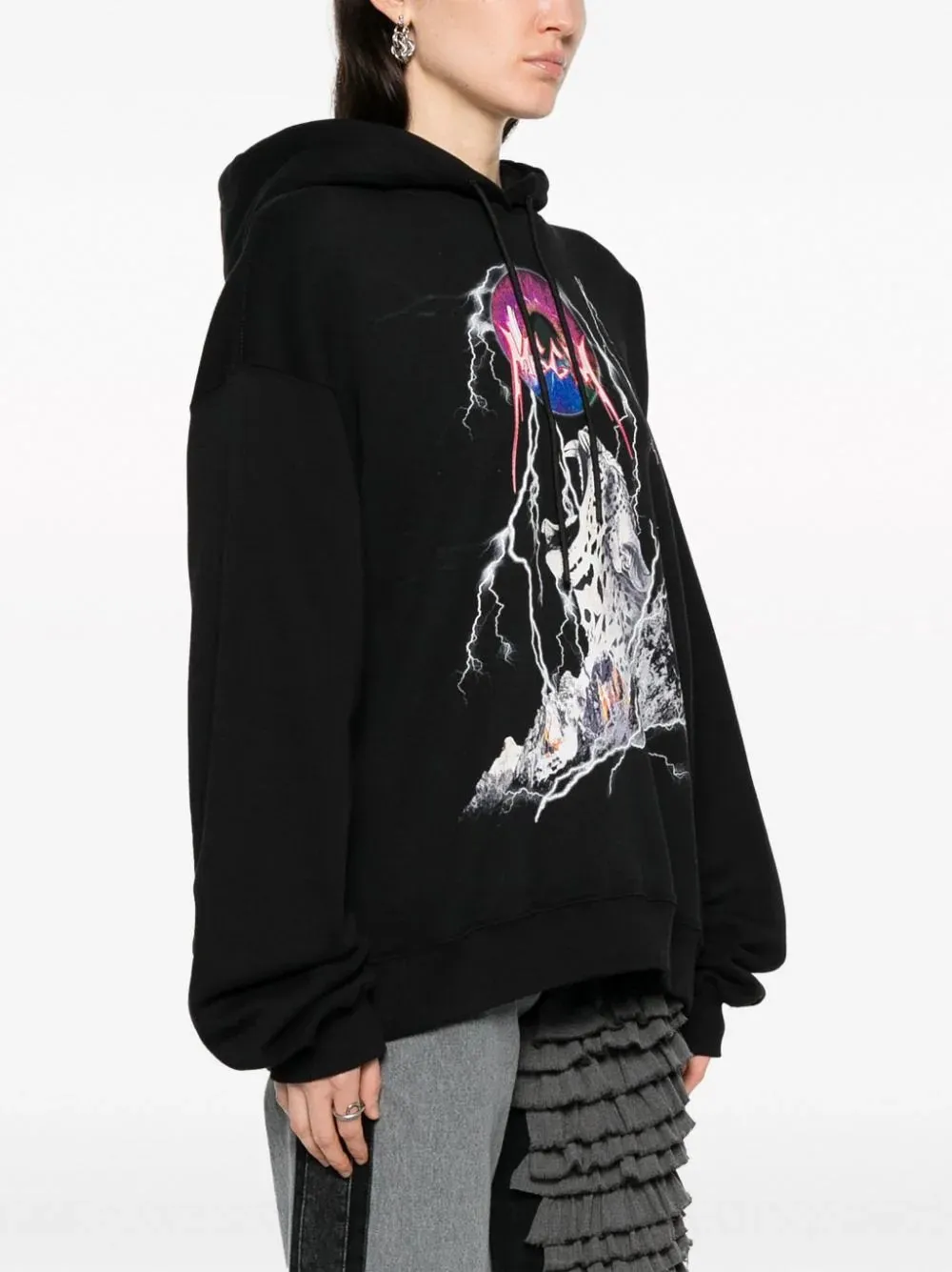 Lightning Graphic Print Hooded Sweatshirt
