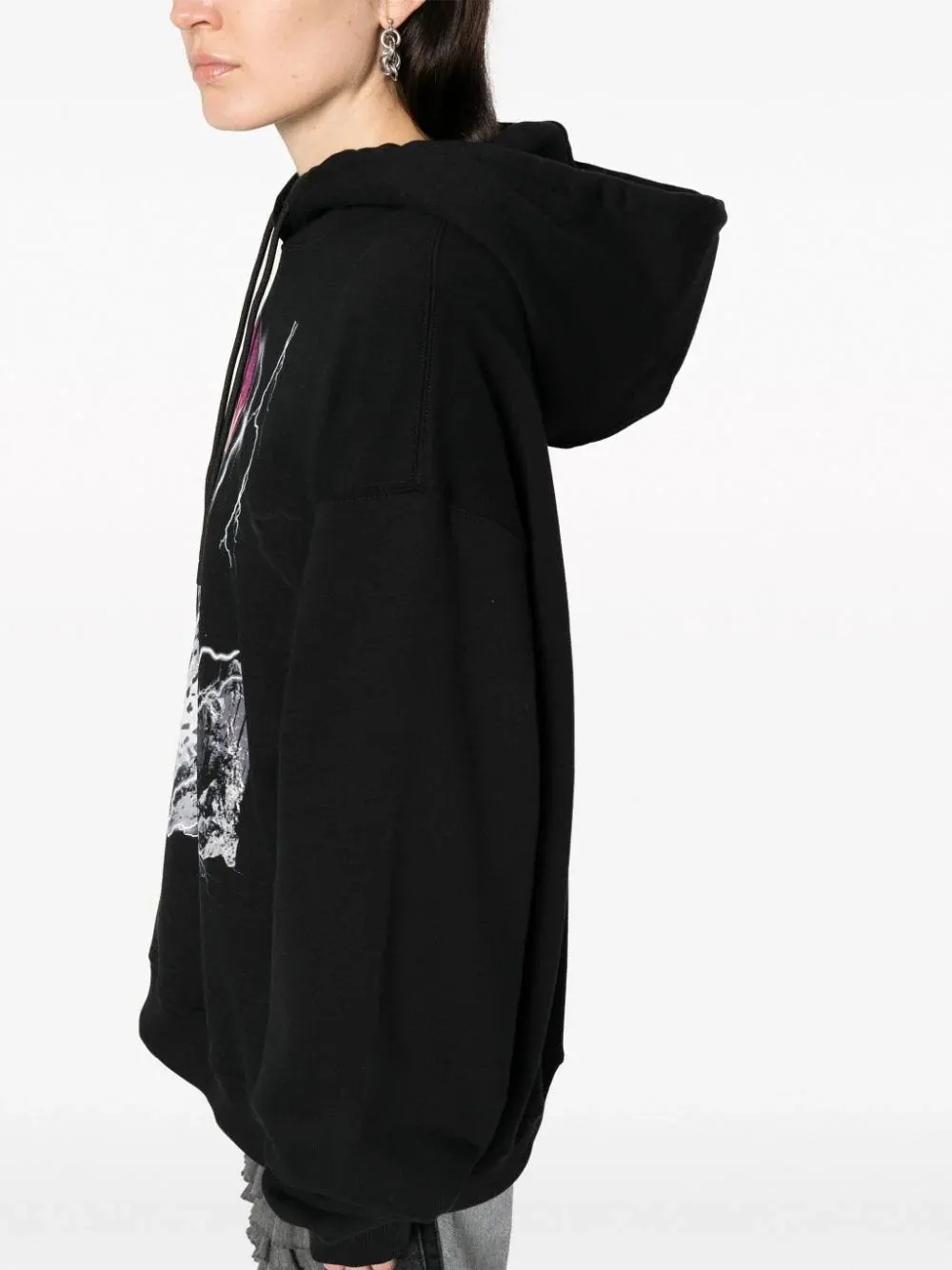 Lightning Graphic Print Hooded Sweatshirt