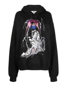 Lightning Graphic Print Hooded Sweatshirt