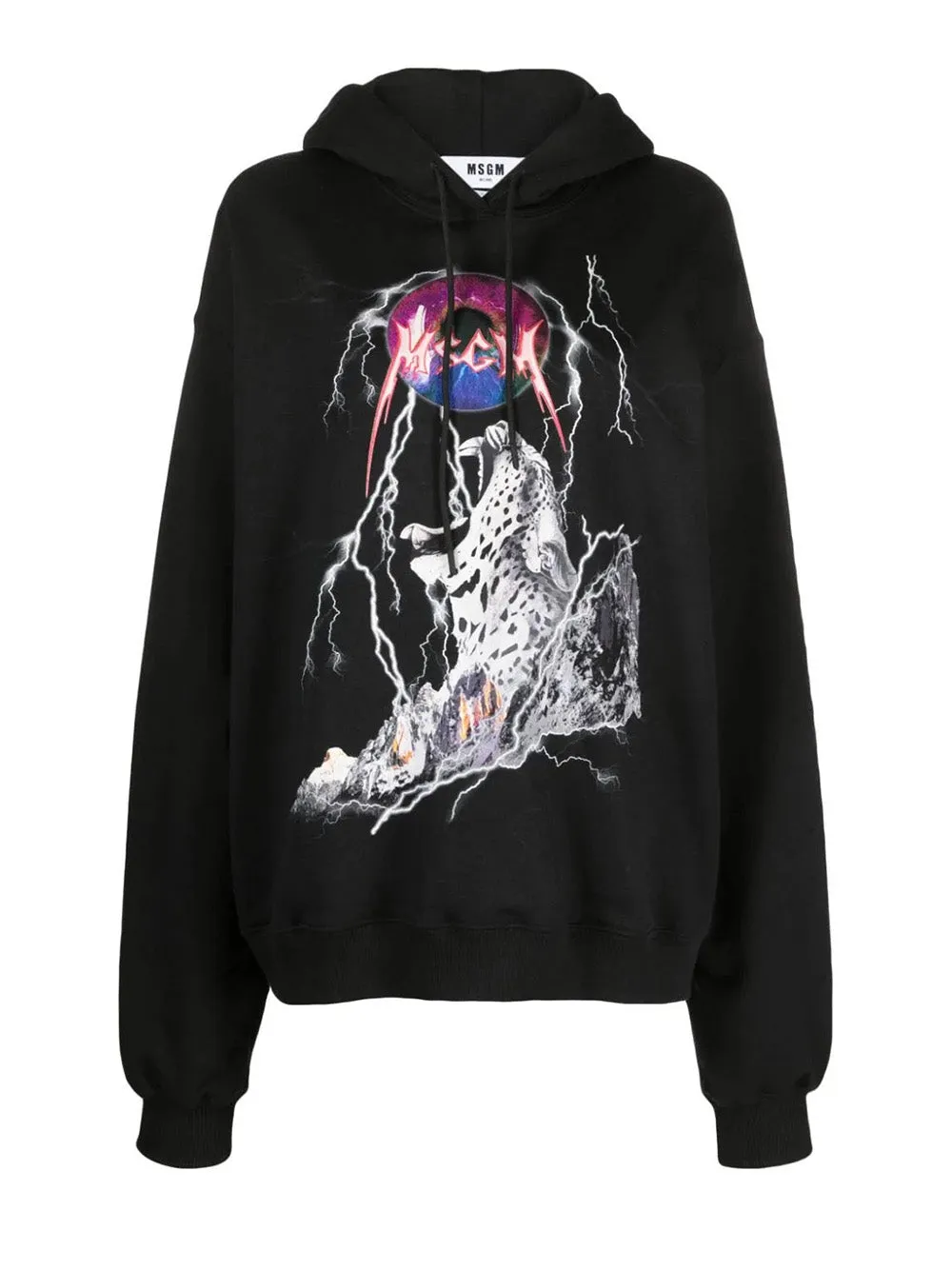 Lightning Graphic Print Hooded Sweatshirt