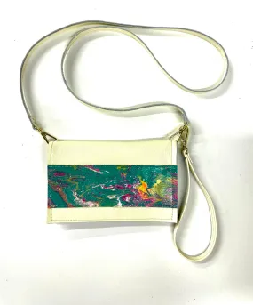 Small Crossbody Kaleidoscope cream with green, pinks, and yellows