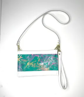 Small Crossbody Kaleidoscope white with green, white, and pink