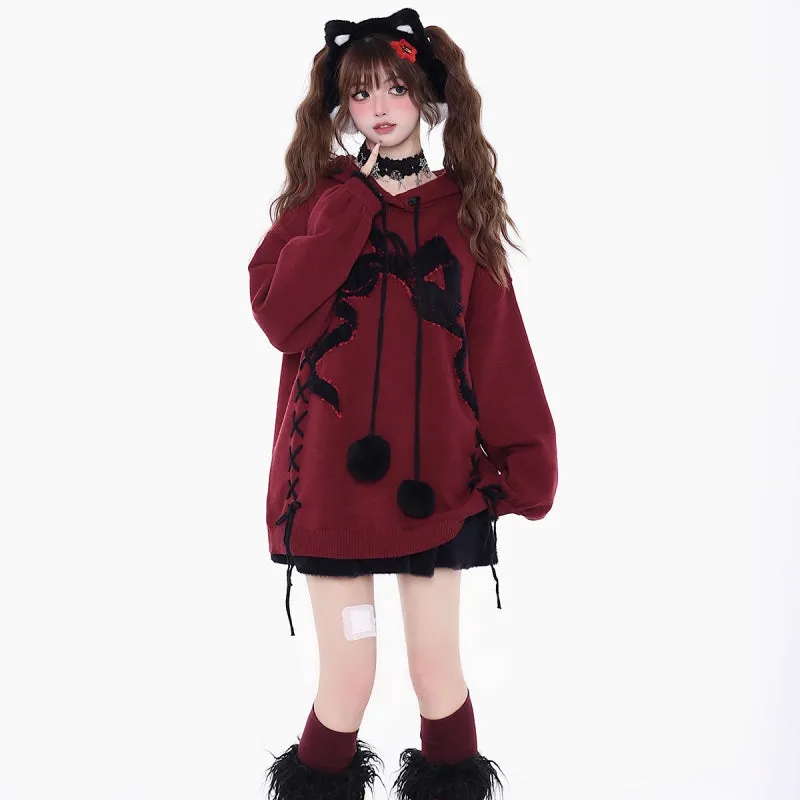 Sweet Cool Style Bow Embroidered Sweater