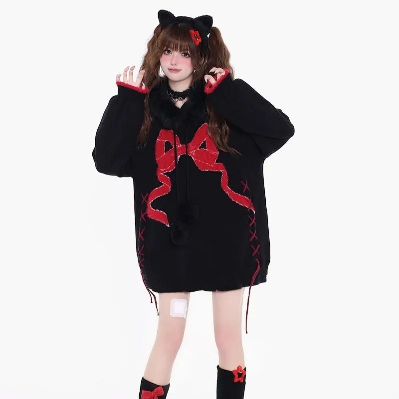 Sweet Cool Style Bow Embroidered Sweater