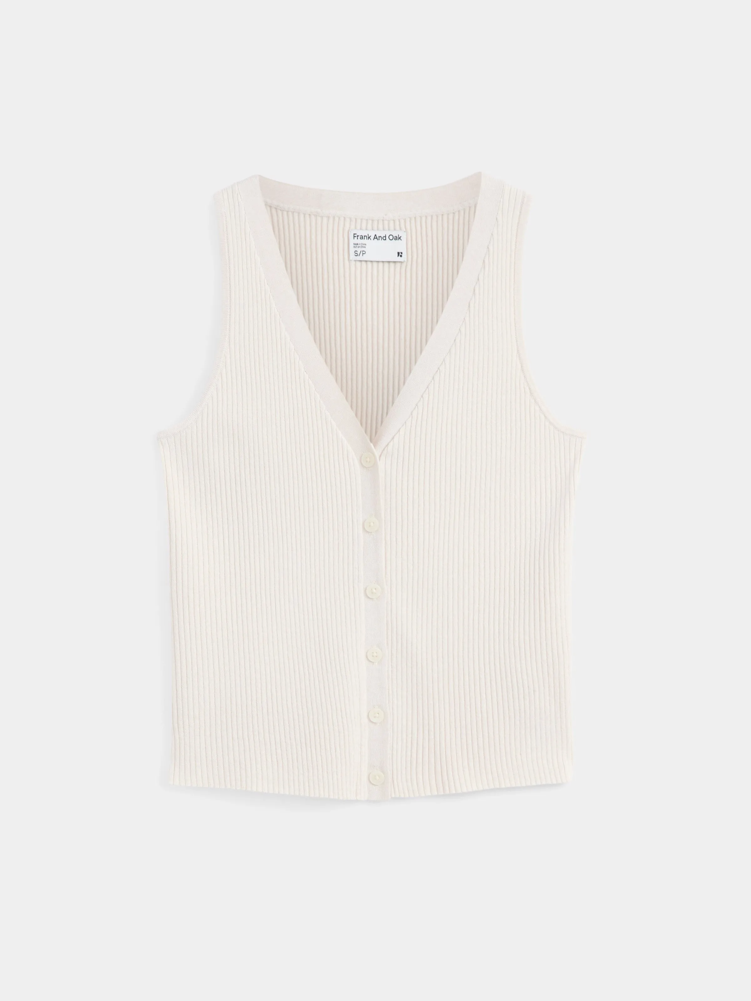 The Button Up Sweater Vest in Natural Beige