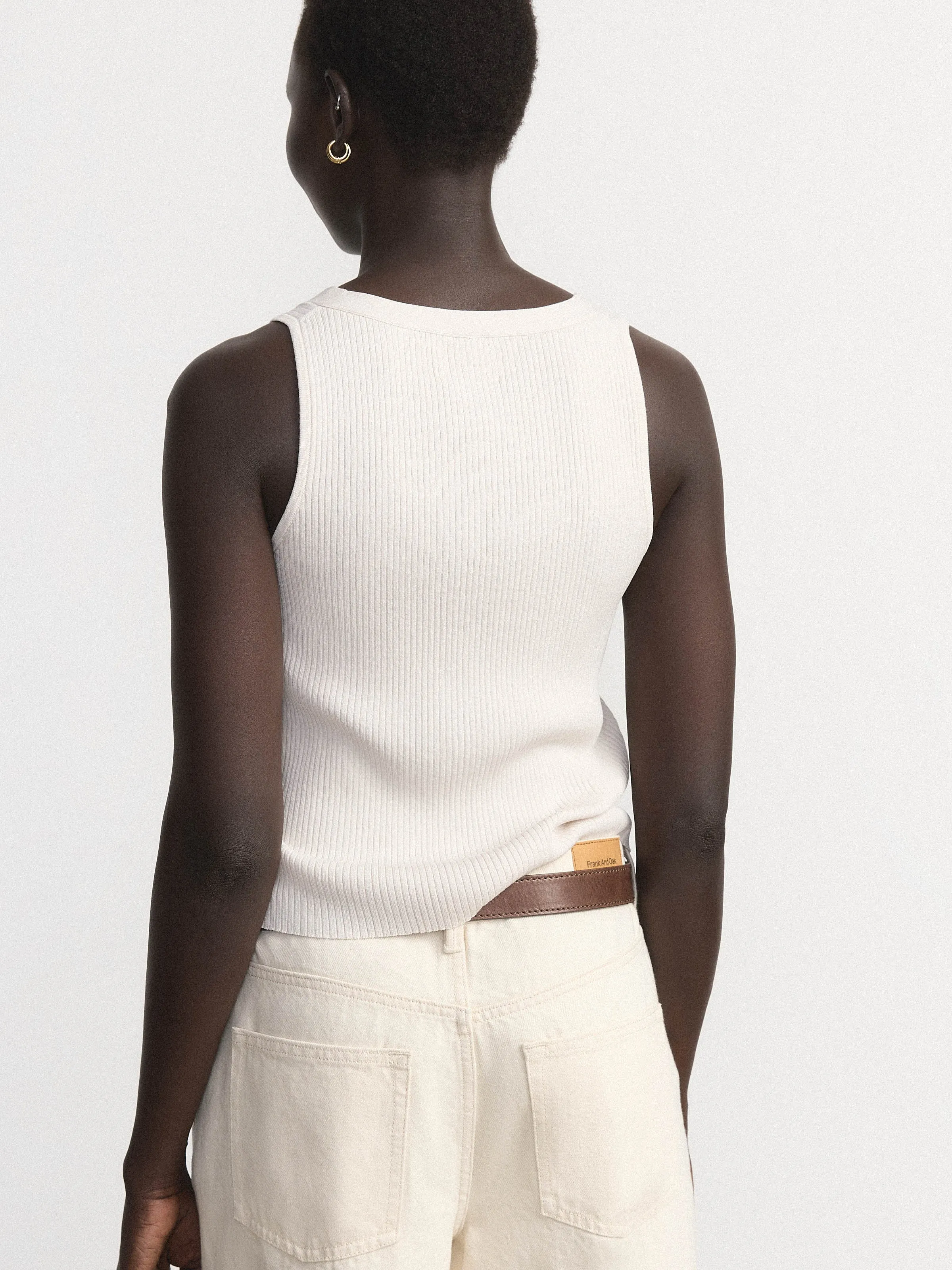 The Button Up Sweater Vest in Natural Beige