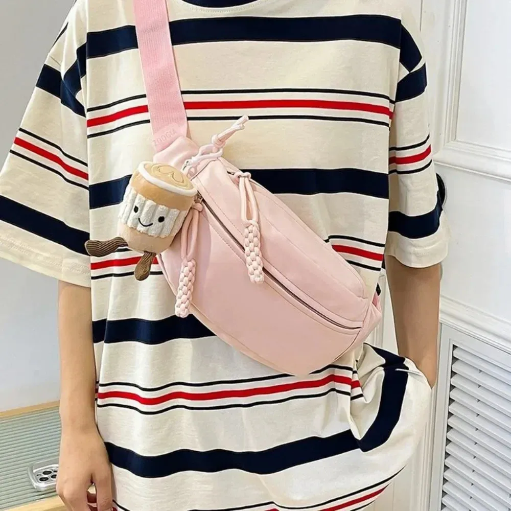 UAKISS  - Candy Color Nylon Fanny Packs Women Fashion Simple Crossbody Chest Bags Female Casual Versatile Waist Pack Sports Sling Bag