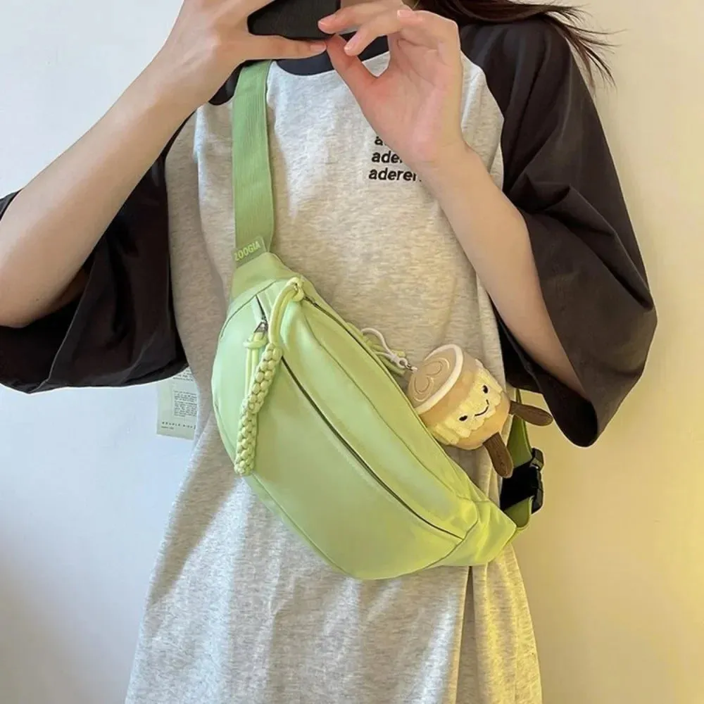 UAKISS  - Candy Color Nylon Fanny Packs Women Fashion Simple Crossbody Chest Bags Female Casual Versatile Waist Pack Sports Sling Bag