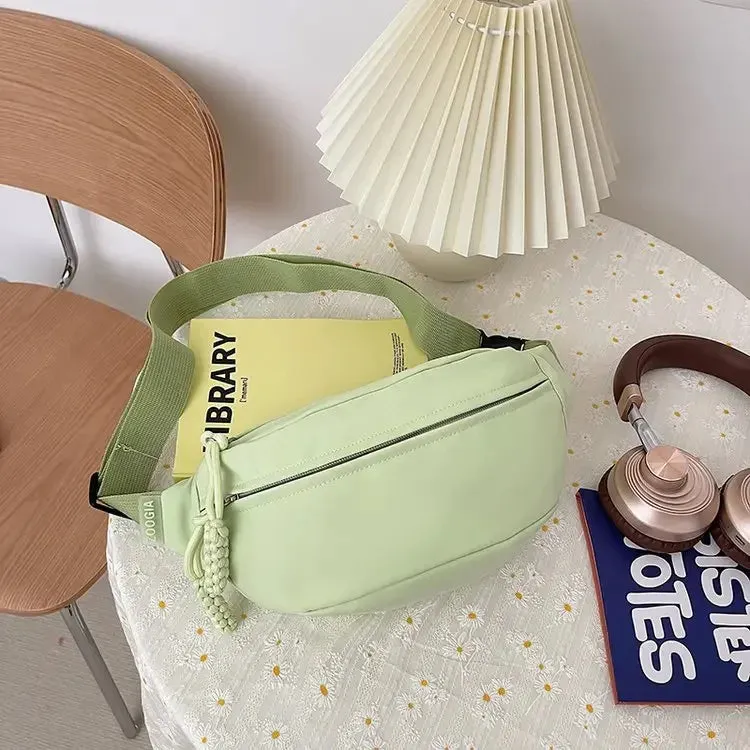 UAKISS  - Candy Color Nylon Fanny Packs Women Fashion Simple Crossbody Chest Bags Female Casual Versatile Waist Pack Sports Sling Bag