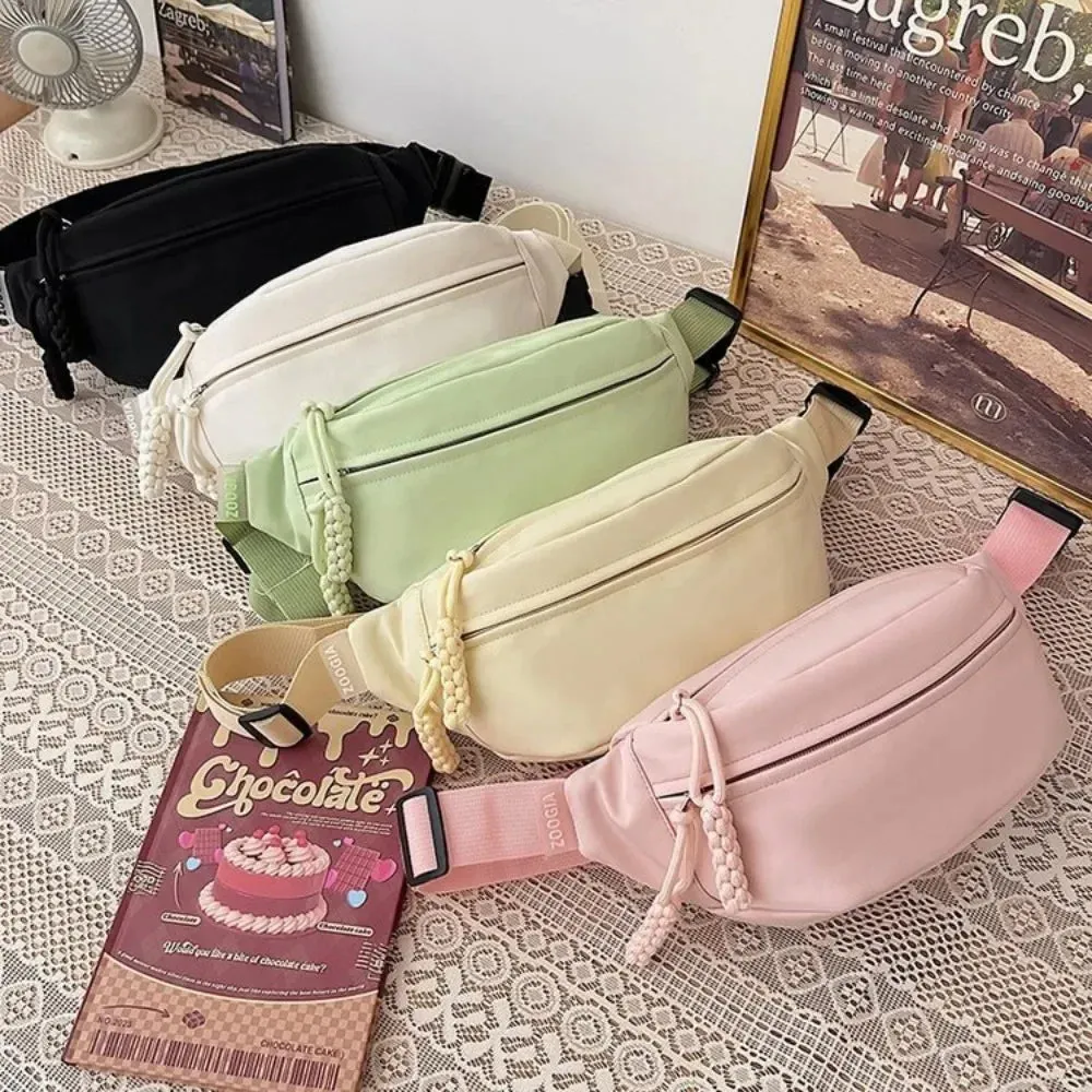 UAKISS  - Candy Color Nylon Fanny Packs Women Fashion Simple Crossbody Chest Bags Female Casual Versatile Waist Pack Sports Sling Bag