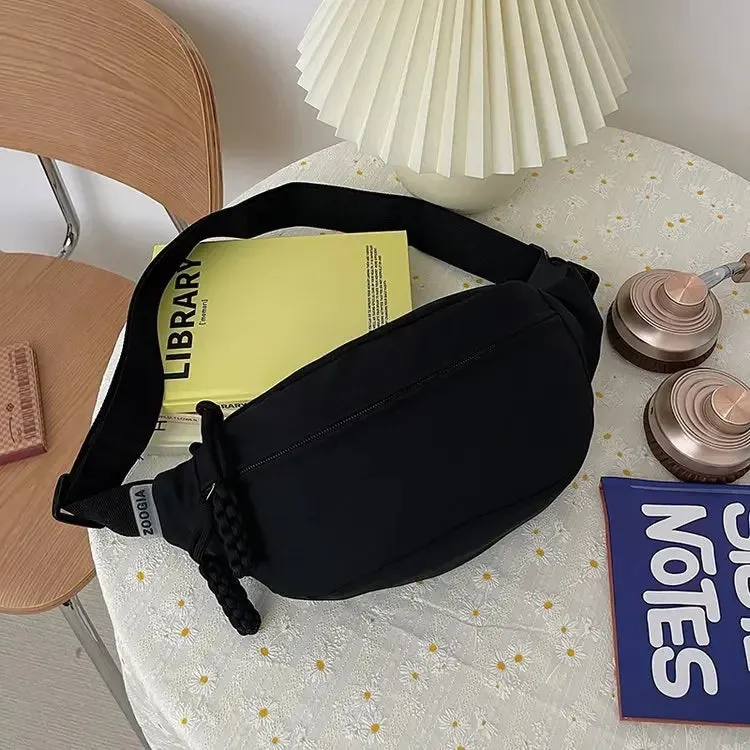 UAKISS  - Candy Color Nylon Fanny Packs Women Fashion Simple Crossbody Chest Bags Female Casual Versatile Waist Pack Sports Sling Bag