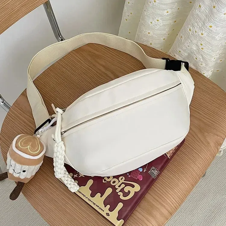UAKISS  - Candy Color Nylon Fanny Packs Women Fashion Simple Crossbody Chest Bags Female Casual Versatile Waist Pack Sports Sling Bag
