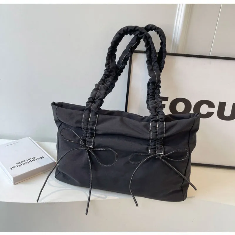 Wholesale Fashion pleated large capacity bow tote bag women's bag shoulder underarm bag