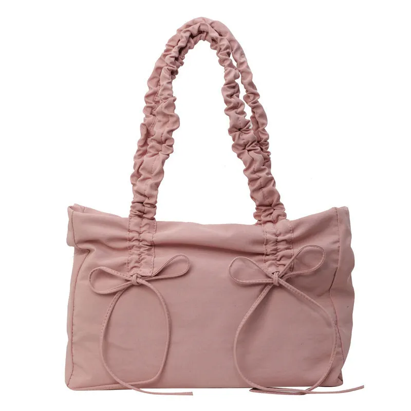 Wholesale Fashion pleated large capacity bow tote bag women's bag shoulder underarm bag