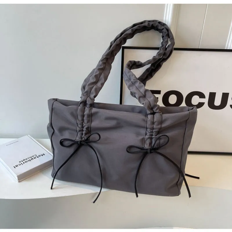 Wholesale Fashion pleated large capacity bow tote bag women's bag shoulder underarm bag