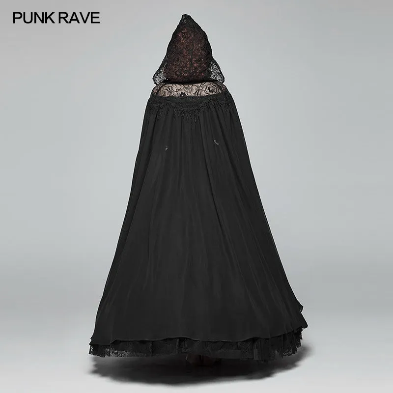 WY-959 Gothic Hooded Chiffon Cape Long Coat